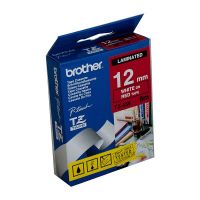 Brother TZ435 / TZe435 White on Red Laminated Labelling Tape (12mm x 8m), P-Touch Compatible