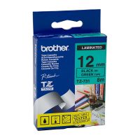 Brother TZ731 / TZe731 Black on Green Laminated Labelling Tape (12mm x 8m), P-Touch Compatible