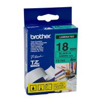 Brother TZ741 / TZe741 Black on Green Laminated Labelling Tape (18mm x 8m), P-Touch Compatible