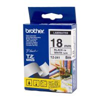 Brother TZ241 / TZe241 Black on White Laminated Labelling Tape (18mm x 8m), P-Touch Compatible