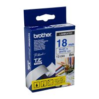 Brother TZ243 / TZe243 Blue on White Laminated Labelling Tape (18mm x 8m), P-Touch Compatible