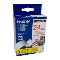 Brother TZ252 / TZe252 Red on White Laminated Labelling Tape (24mm x 8m), P-Touch Compatible