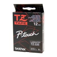 Brother TZ335 / TZe335 White on Black Laminated Labelling Tape (12mm x 8m), P-Touch Compatible
