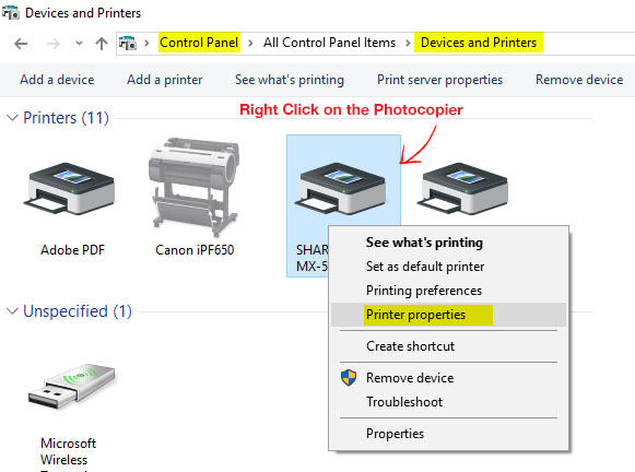 Find your Photocopiers IP Address